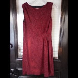 Loft Red and Black Leopard Print Dress Office Career Small